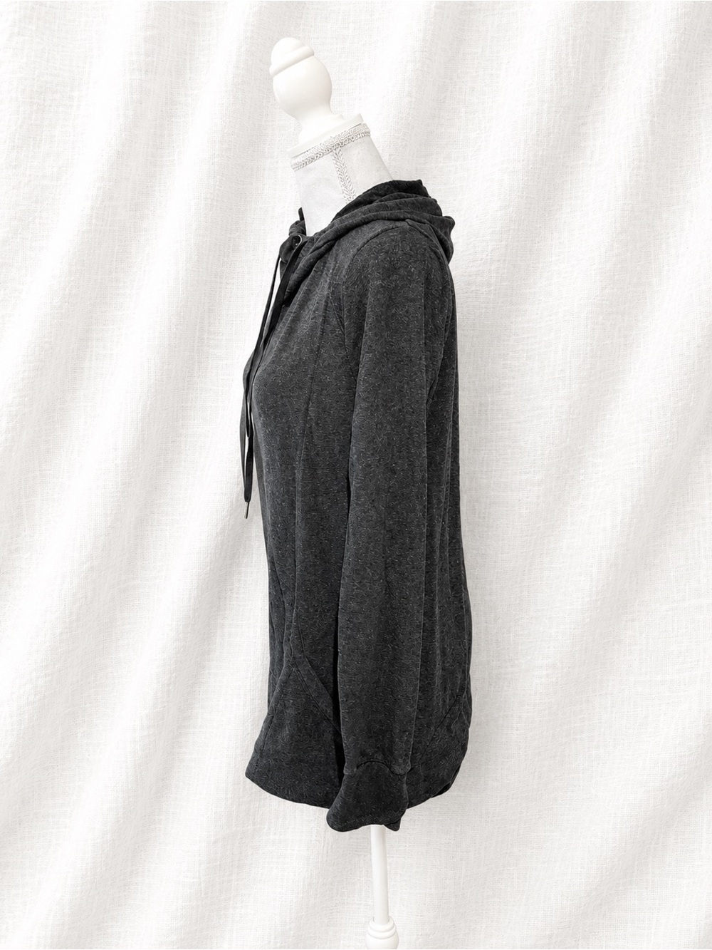 Women's Charcoal Hooded Lightweight Pullover - Picture 2 of 3